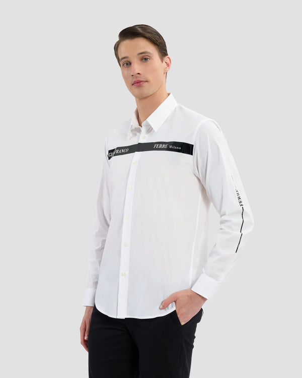 gianfranco ferre Patent Finish Brand Print Shirt White