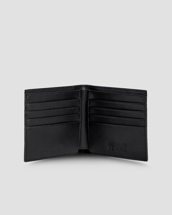Gianfranco Ferre Perforated GF Monogram Bifold Wallet - Eight Slots Black