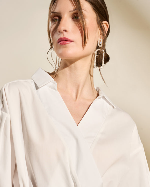 Gianfranco Ferre Pleated Wrap-Front Midi Dress White