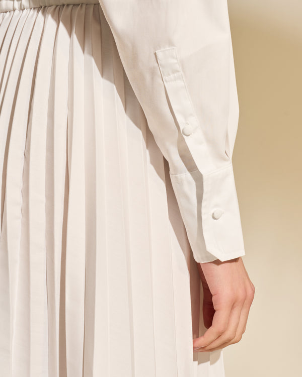 Gianfranco Ferre Pleated Wrap-Front Midi Dress White