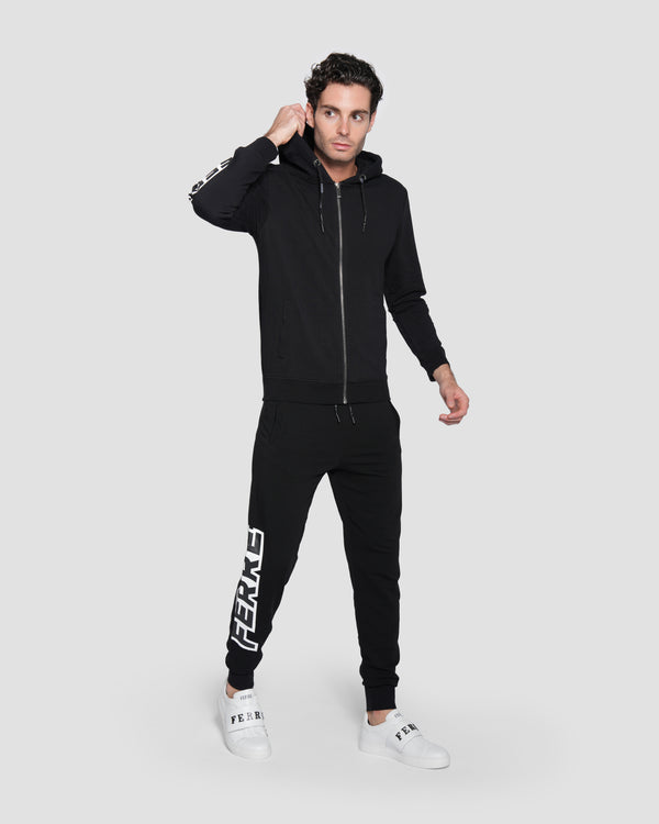 Gianfranco Ferre Printed Logo Zip Hoodie Jacket Black