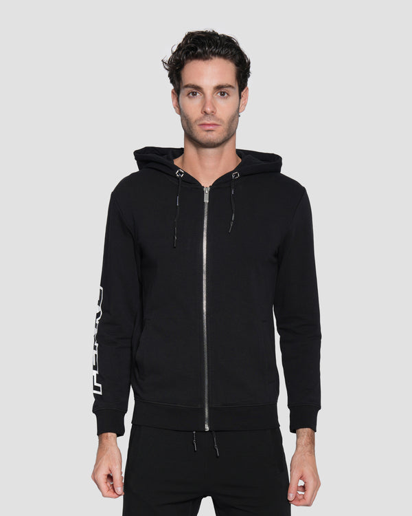 gianfranco ferre Printed Logo Zip Hoodie Jacket Black