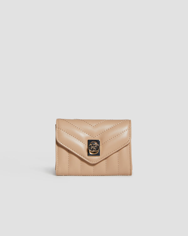 gianfranco ferre Quilted Elegance Leather Wallet Beige