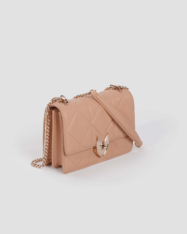 Gianfranco Ferre Quilted Leather Shoulder Bag Beige