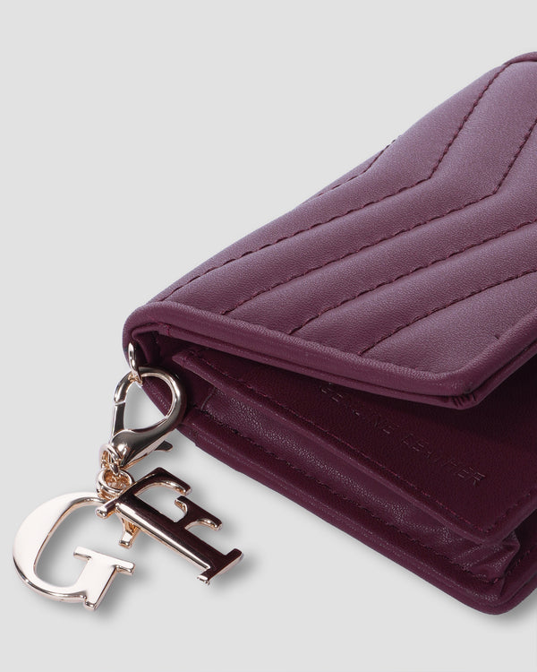 Gianfranco Ferre Quilted Mini Wallet With GF Charm Maroon