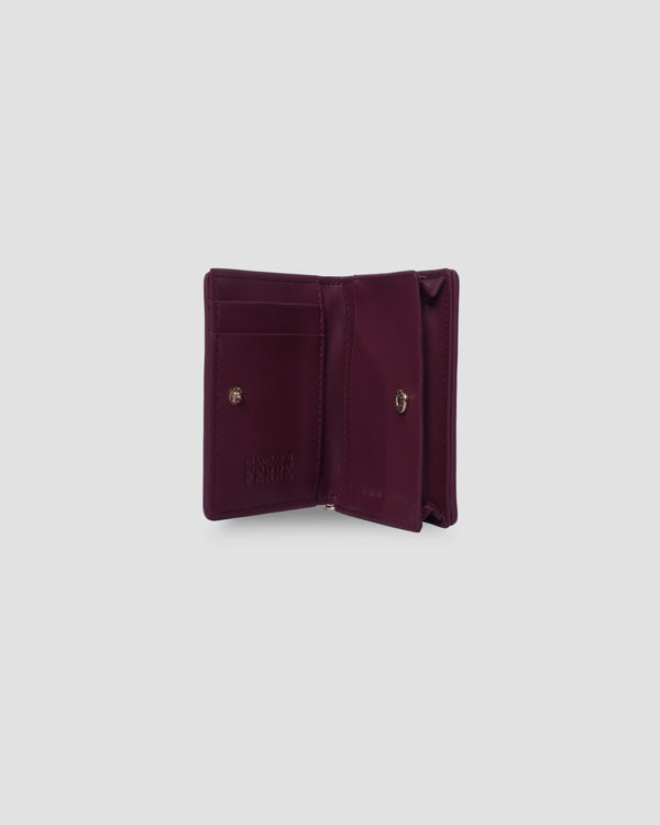 Gianfranco Ferre Quilted Mini Wallet With GF Charm Maroon