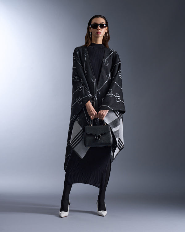 gianfranco ferre Reversible Monochrome Poncho Black & Grey