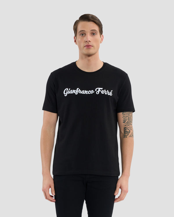 gianfranco ferre Script Brand Embroidered T-Shirt Black