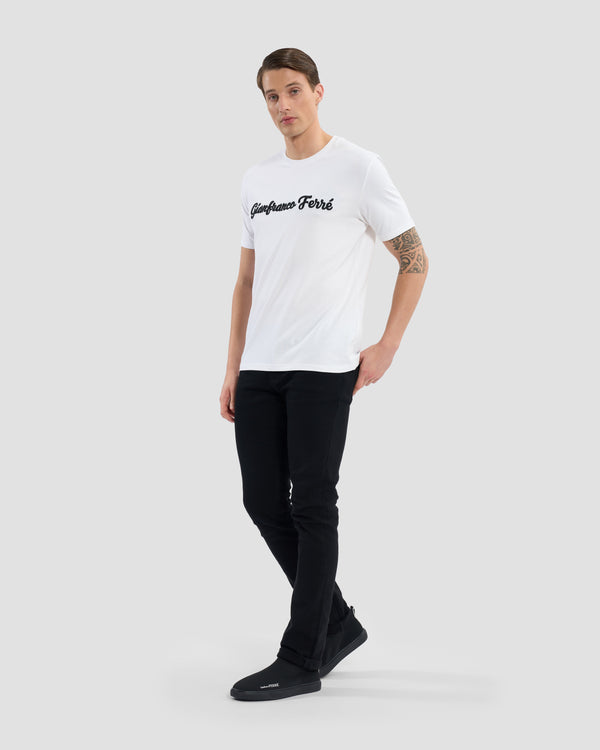 Gianfranco Ferre Script Brand Embroidered T-Shirt White