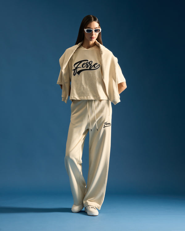 Gianfranco Ferre Script Ferre Front Boxy T-Shirt Beige