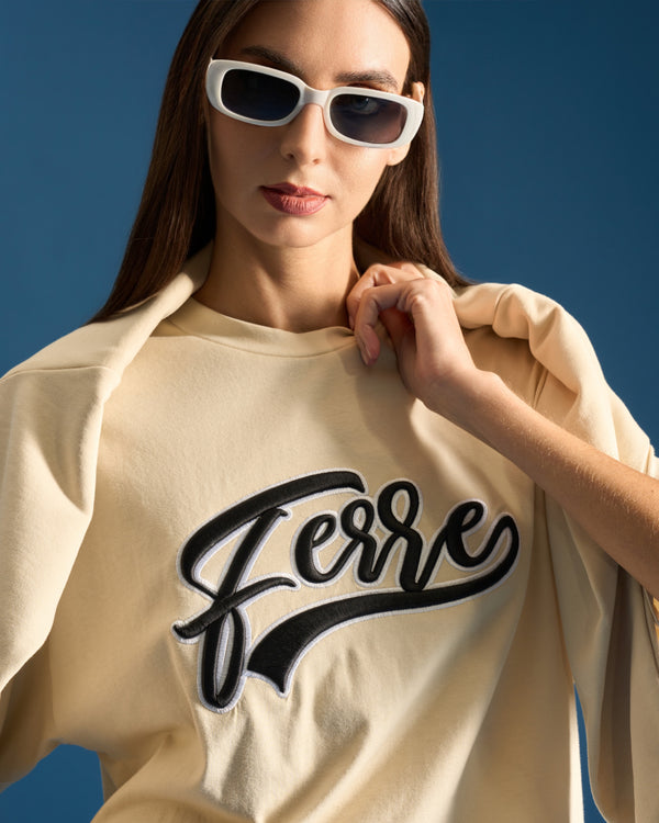 Gianfranco Ferre Script Ferre Front Boxy T-Shirt Beige
