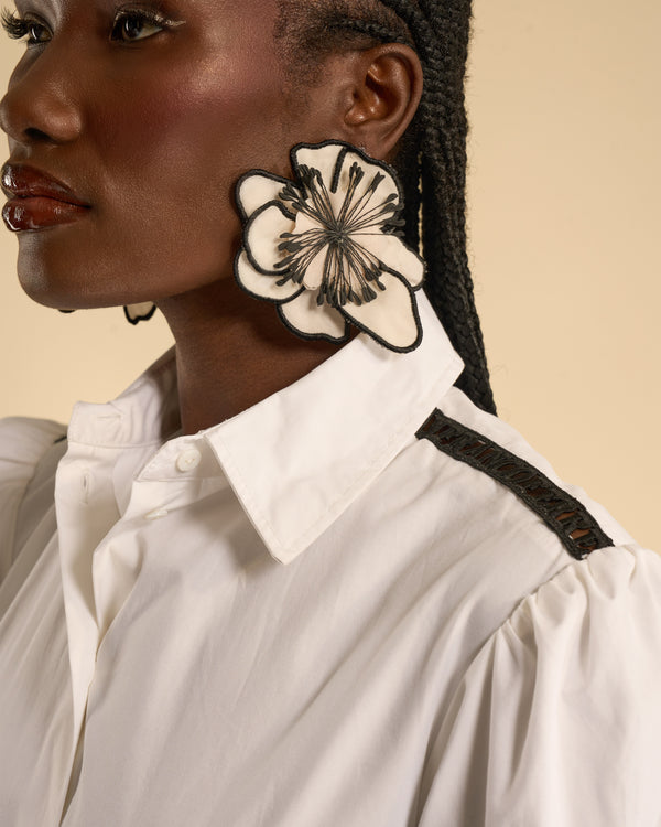 Gianfranco Ferre Shirt Dress With Embroidered Cut-Out Logo White