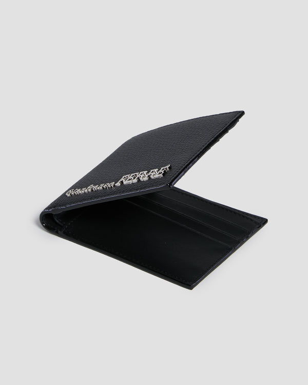 Gianfranco Ferre Silver-Tone Brand Embellished Bifold Wallet - Six Slots Black