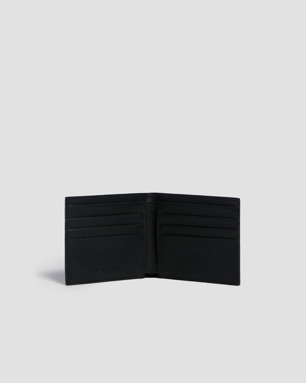 Gianfranco Ferre Silver-Tone Brand Embellished Bifold Wallet - Six Slots Black