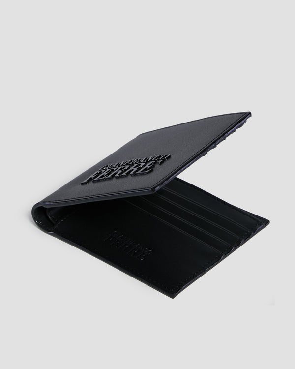 Gianfranco Ferre Solid Tone Brand Embellished Bifold Wallet - Eight Slots Black