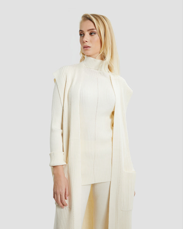 gianfranco Ferre Solid Tone Longline Sleeveless Cardigan Off White