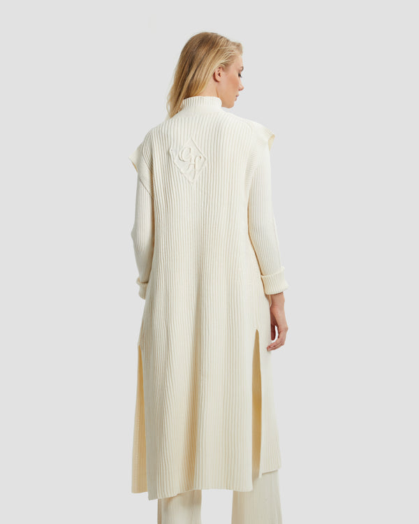 gianfranco Ferre Solid Tone Longline Sleeveless Cardigan Off White