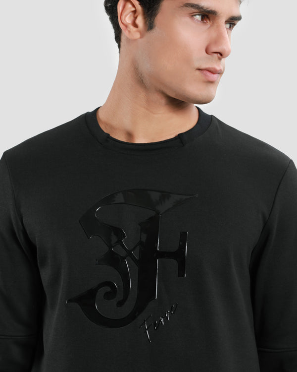 Gianfranco Ferre Solid Tone Script Logo Sweatshirt Black