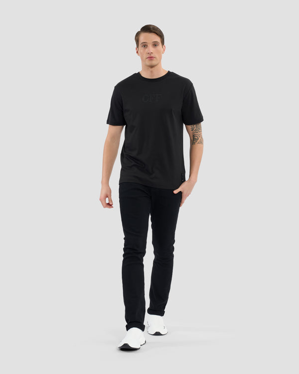 Gianfranco Ferre Striped GFF Monogram Print T-Shirt Black