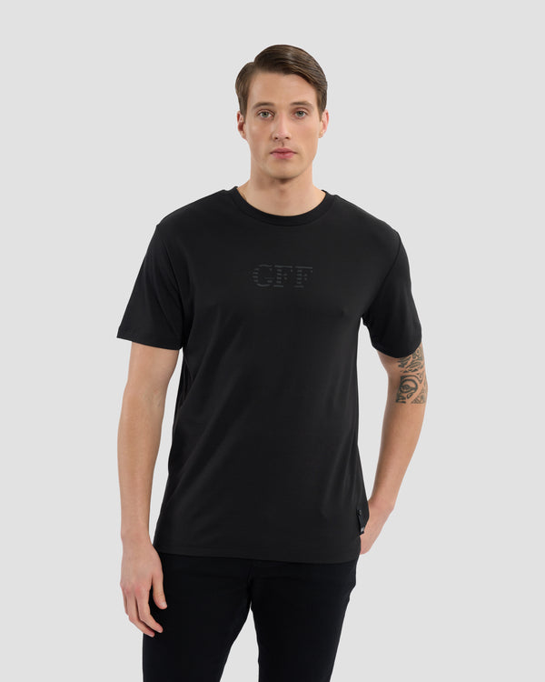 gianfranco ferre Striped GFF Monogram Print T-Shirt Black