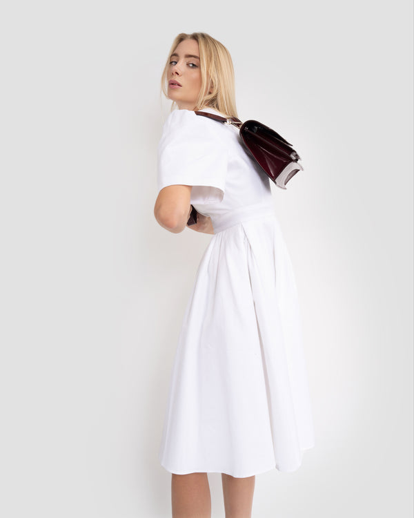 Gianfranco Ferre Structured Bell Sleeves Wrap Dress White