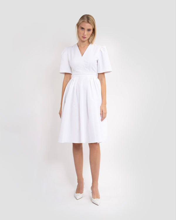 gianfranco ferre Structured Bell Sleeves Wrap Dress White