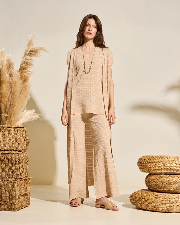gianfranco ferre Textured Knit Longline Cardigan Beige