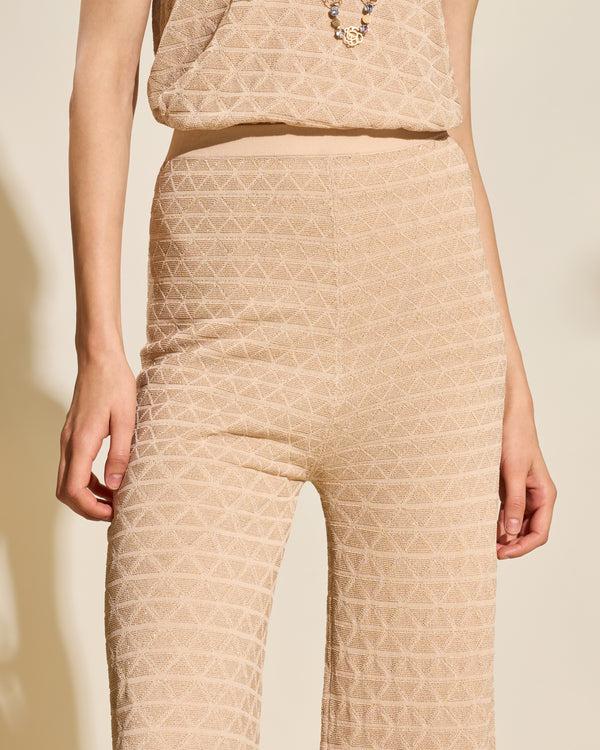Gianfranco Ferre Textured Knit Wide-Leg Pants Beige