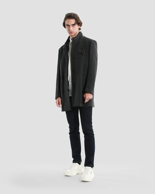 Gianfranco Ferre Two-Fastened Embroidered Coat Grey