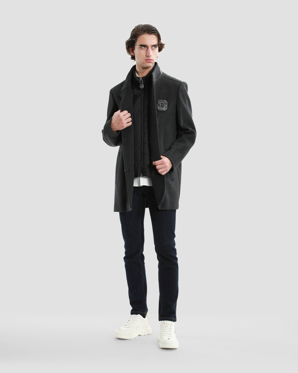 Gianfranco Ferre Two-Fastened Embroidered Coat Grey