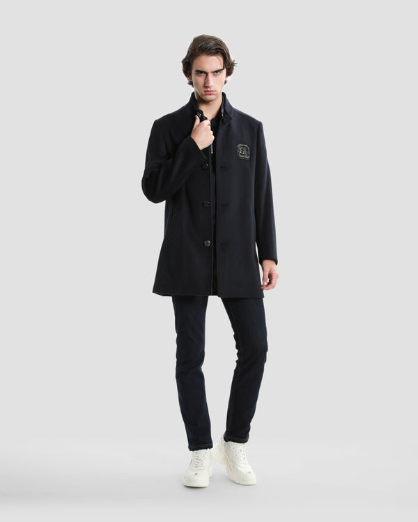 Gianfranco Ferre Two-Fastened Embroidered Coat Navy