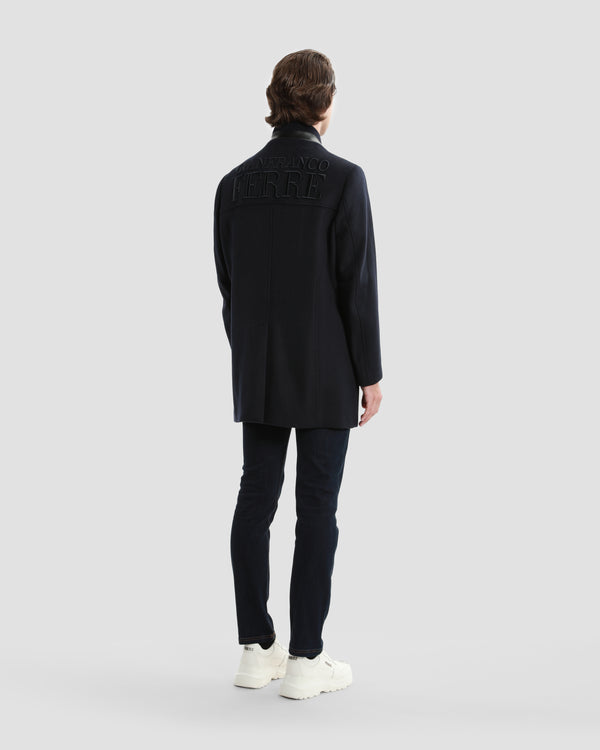 Gianfranco Ferre Two-Fastened Embroidered Coat Navy