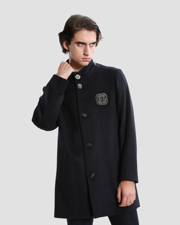 gianfranco ferre Two-Fastened Embroidered Coat Navy