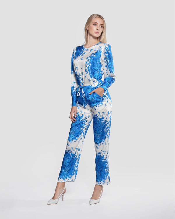 Gianfranco Ferre Vintage Floral Print Long-Sleeve Top Blue