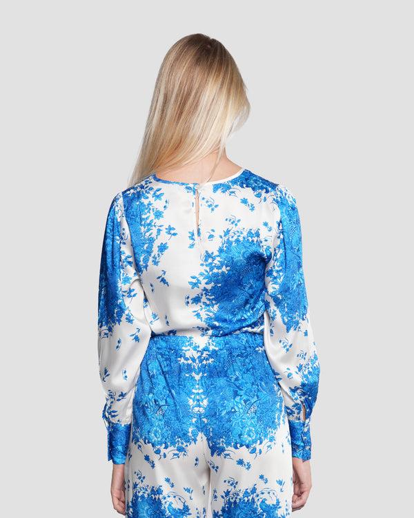 Gianfranco Ferre Vintage Floral Print Long-Sleeve Top Blue