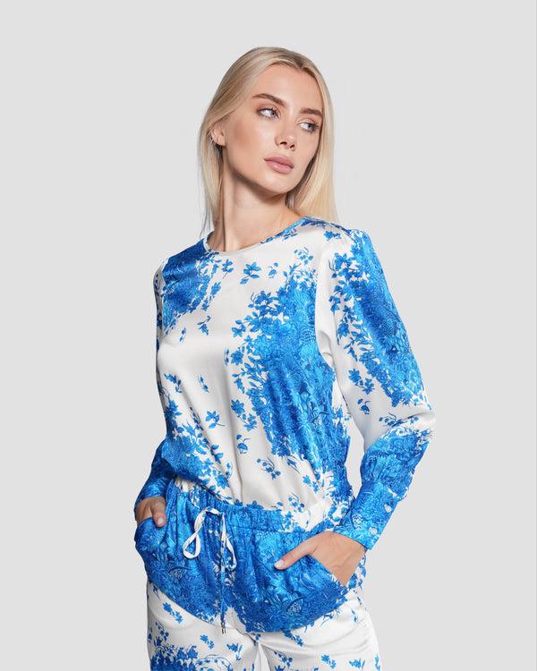 gianfranco ferre Vintage Floral Print Long-Sleeve Top Blue