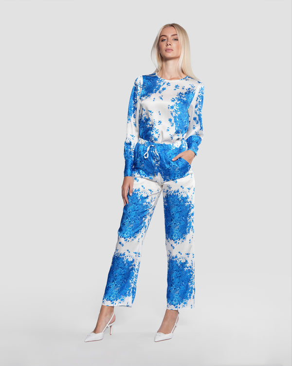 Gianfranco Ferre Vintage Floral Print Straight Pants Blue