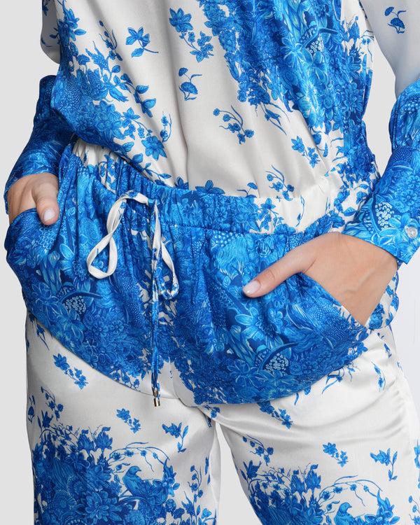 Gianfranco Ferre Vintage Floral Print Straight Pants Blue