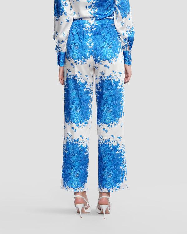 Gianfranco Ferre Vintage Floral Print Straight Pants Blue