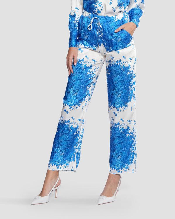 gianfranco ferre Vintage Floral Print Straight Pants Blue