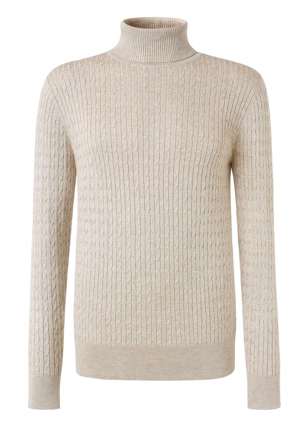 gianni feraud FER FINE CABLE ROLL Men Knitwear BISCUIT