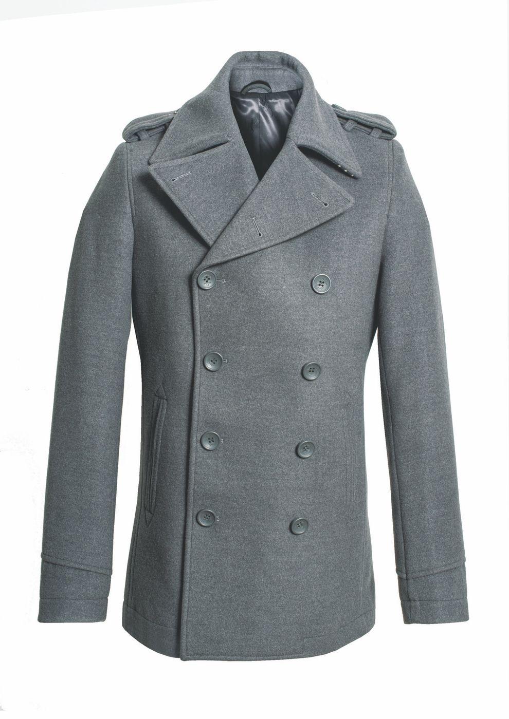 gianni feraud Feraud Jeans Double Breasted Slim Fit Reefer Jacket Men Feraud Jeans Grey