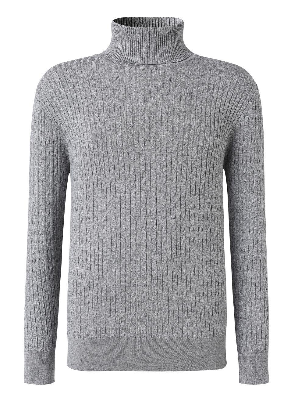 gianni feraud GF Fine Cable Roll Neck Men Knitwear Lt Grey