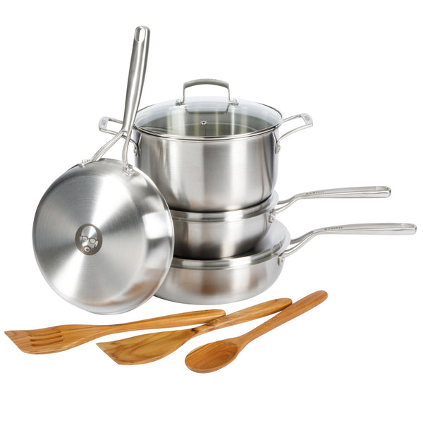 gibson home Babish 10 Piece Professional Tri Ply Non Toxic Pots and Pans Cookware Set