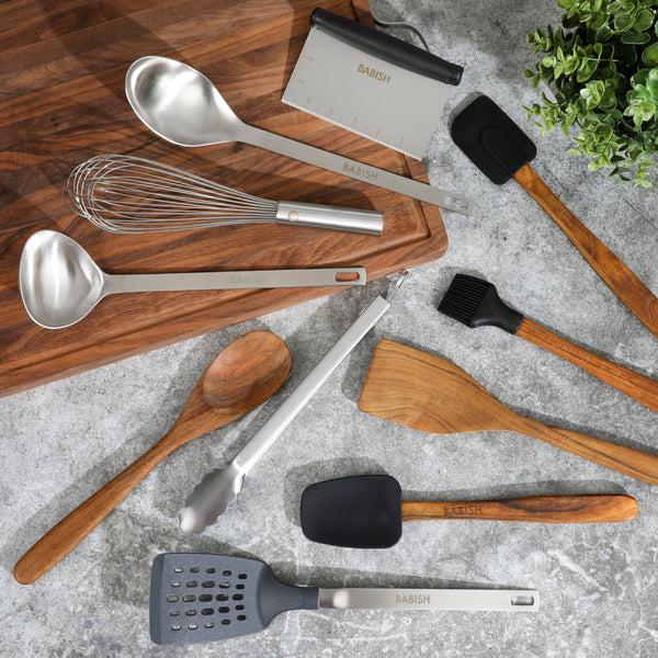 Gibson Home Babish 11 Piece Essential Wood Silicone And Stainless Steel Tool Set