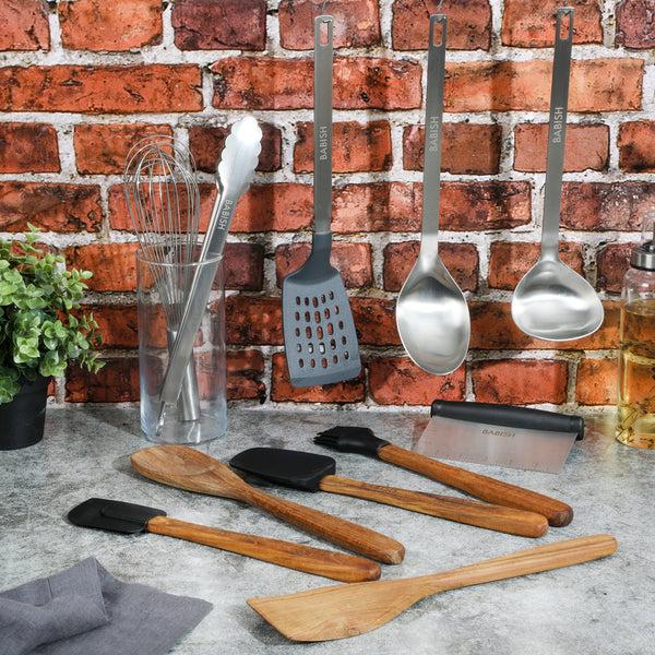 Gibson Home Babish 11 Piece Essential Wood Silicone And Stainless Steel Tool Set