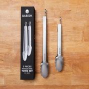 Gibson Home Babish 12” & 9” Locking Kitchen Tong Set Stainless Steel
