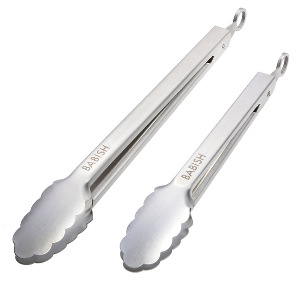 gibson home Babish 12” & 9” Locking Kitchen Tong Set Stainless Steel gibson home Babish 12” & 9” Locking Kitchen Tong Set Stainless Steel