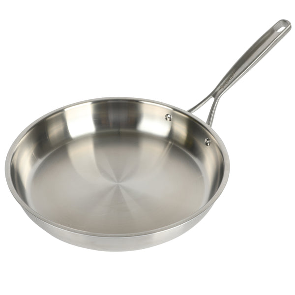Gibson Home Babish 12 Inch Stainless Steel Triply Professional Grade Fry Pan W/ Stainless Lid