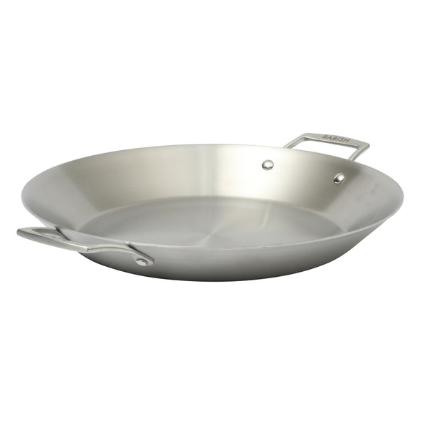 Gibson Home Babish 13 Inch Tri-Ply Stainless Steel Paella Pan Large Skillet Griddle Frying Pan - Induction Safe